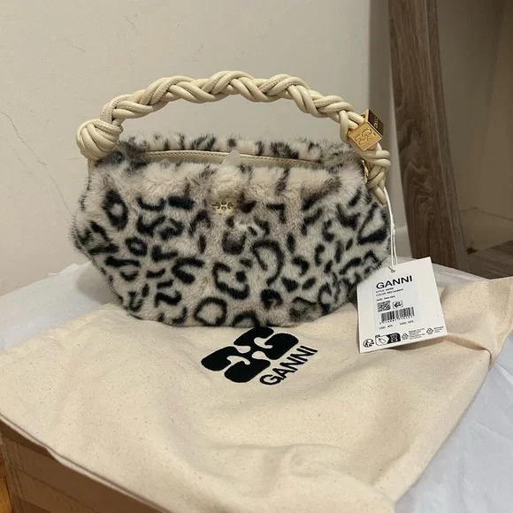 GANNI Bou Bag - NWT - Mini Fur PrintLeopard